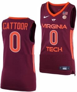 Hunter Cattoor Jersey Virginia Tech Hokies College Basketball Away Maroon #0