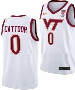 Hunter Cattoor Jersey Virginia Tech Hokies College Basketball Swingman White #0