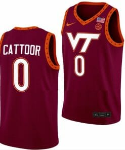 Hunter Cattoor Jersey Virginia Tech Hokies College Basketball Swingman Maroon #0