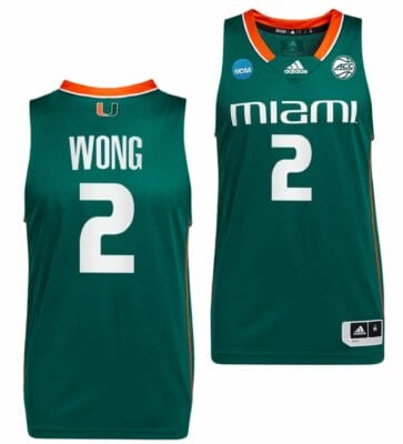 Isaiah Wong Jersey #2 Miami Hurricanes 2023 NCAA March Madness Green College Basketball 6 Isaiah Wong Jersey #2 Miami Hurricanes 2023 NCAA March Madness Green College Basketball
