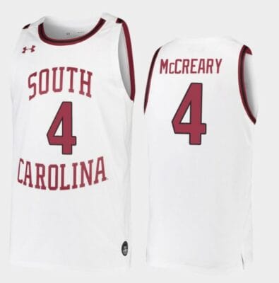 Jalyn McCreary Jersey South Carolina Gamecocks College Basketball White Replica #4