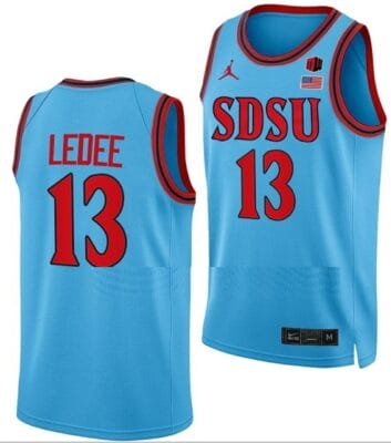 Jaedon LeDee Jersey San Diego State Aztecs College Basketball Blue Alternate #13