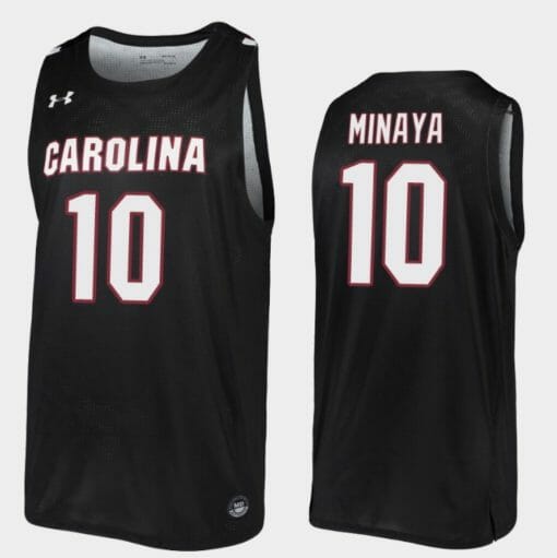 Justin Minaya Jersey South Carolina Gamecocks College Basketball Black Replica #10