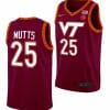 Justyn Mutts Jersey Virginia Tech Hokies College Basketball Swingman Maroon #25 5 Justyn Mutts Jersey Virginia Tech Hokies College Basketball Swingman Maroon #25