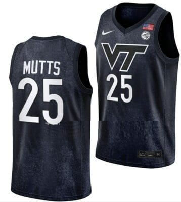 Justyn Mutts Jersey Virginia Tech Hokies College Basketball Swingman Black #25
