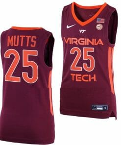 Justyn Mutts Jersey Virginia Tech Hokies College Basketball Away Maroon #25