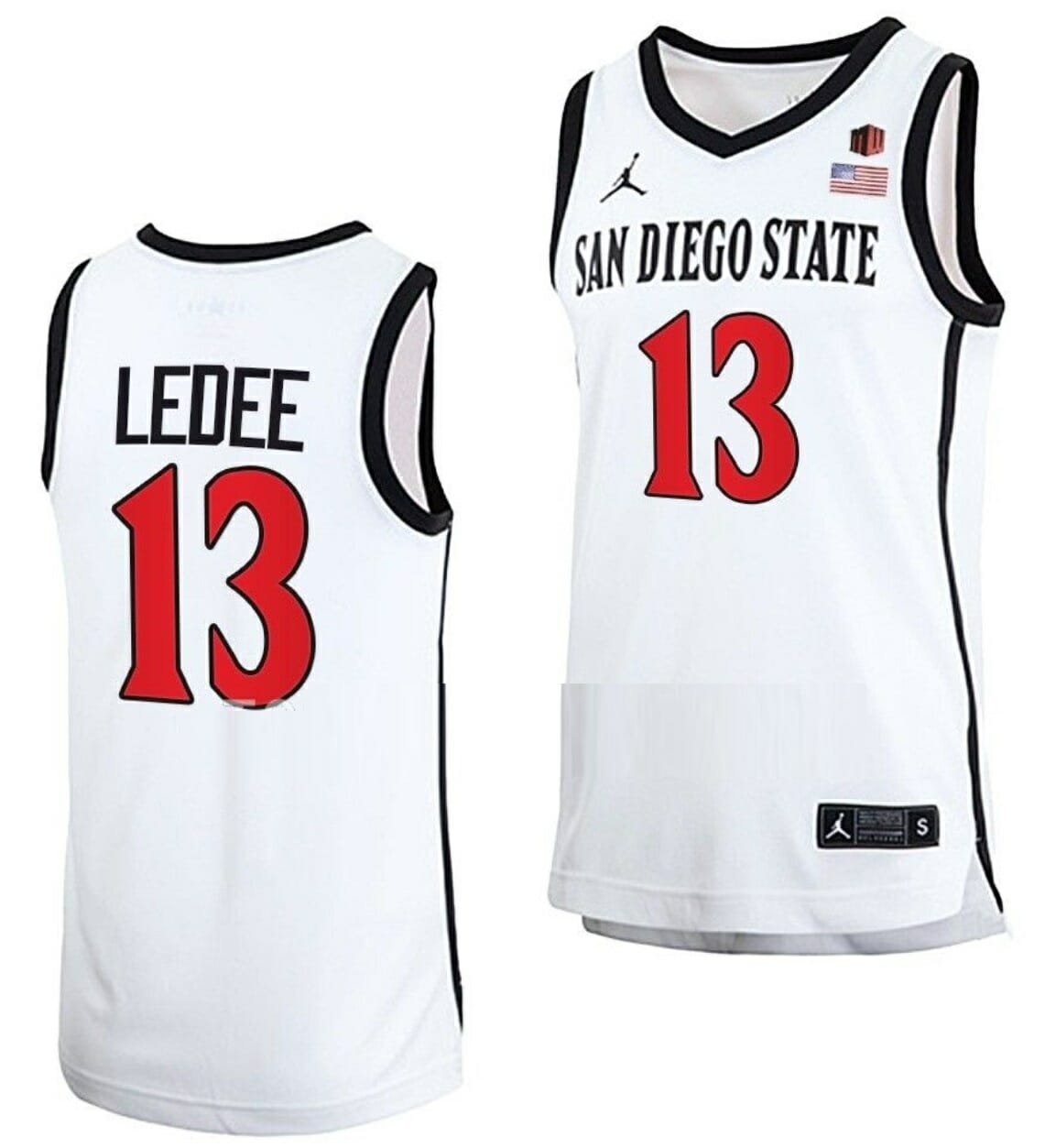Jaedon LeDee Jersey San Diego State Aztecs College Basketball Home White #13 1 Jaedon LeDee Jersey San Diego State Aztecs College Basketball Home White #13
