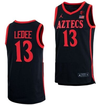 Jaedon LeDee Jersey San Diego State Aztecs College Basketball Black #13 8 Jaedon LeDee Jersey San Diego State Aztecs College Basketball Black #13
