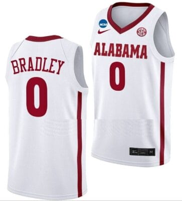 Jaden Bradley Jersey Alabama Crimson Tide College Basketball 2023 NCAA March Madness White #0
