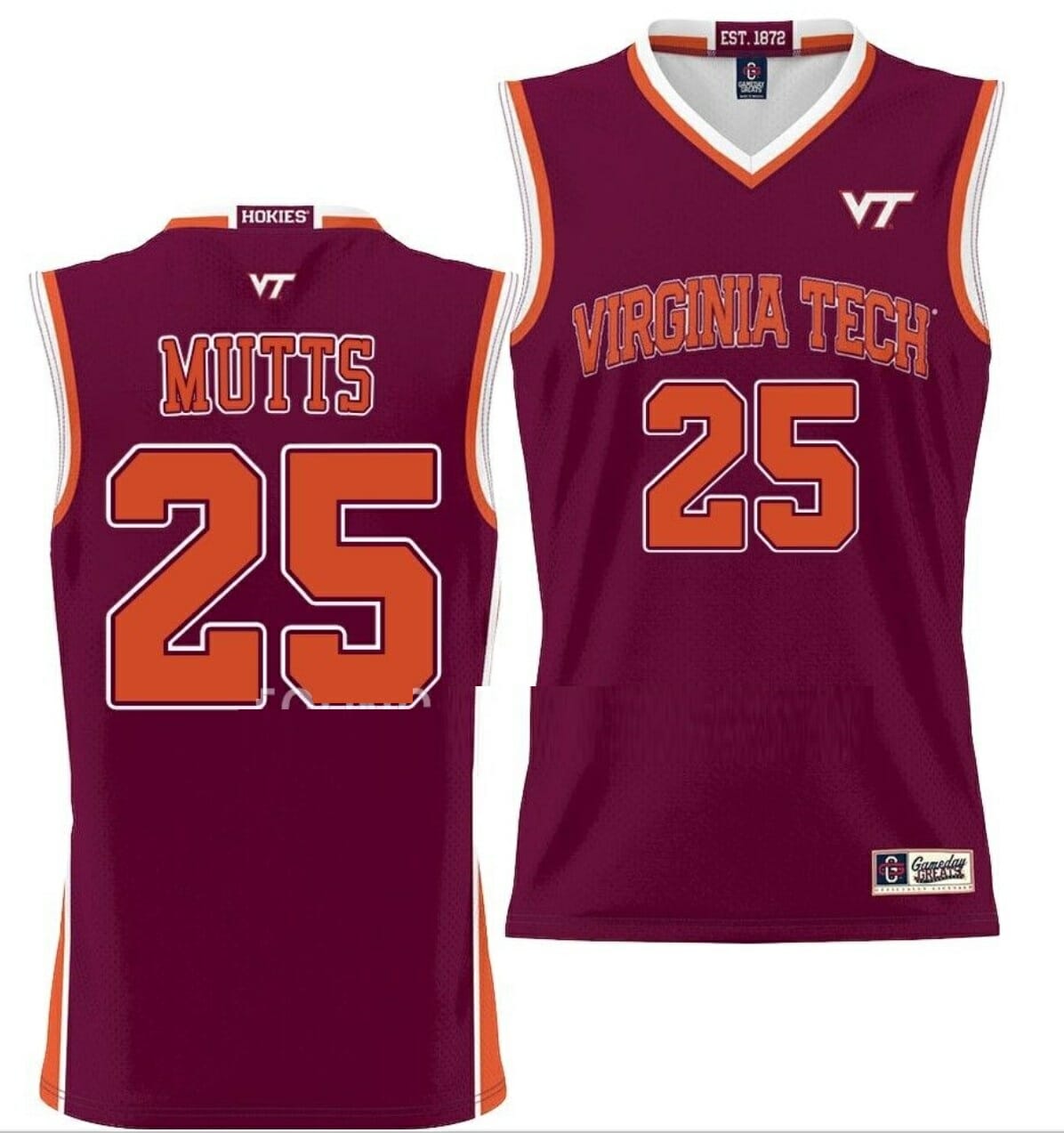 Justyn Mutts Jersey Virginia Tech Hokies College Basketball NIL Pick-A-Player Maroon #25 1 Justyn Mutts Jersey Virginia Tech Hokies College Basketball NIL Pick-A-Player Maroon #25