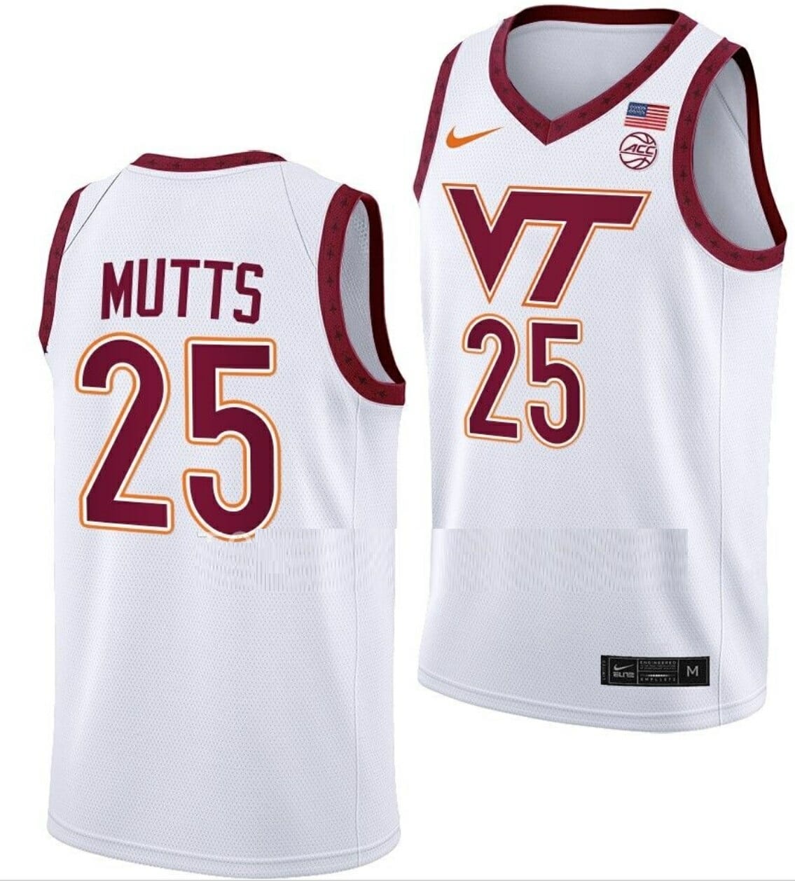Justyn Mutts Jersey Virginia Tech Hokies College Basketball Swingman White #25 1 Justyn Mutts Jersey Virginia Tech Hokies College Basketball Swingman White #25