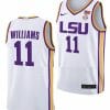 Justice Williams Jersey LSU Tigers College Basketball Limited White #11