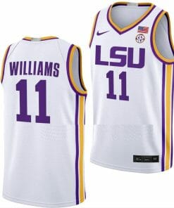 Justice Williams Jersey LSU Tigers College Basketball Limited White #11