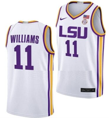 Justice Williams Jersey LSU Tigers College Basketball Limited White #11 8 Justice Williams Jersey LSU Tigers College Basketball Limited White #11