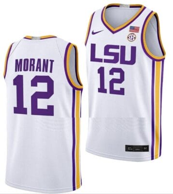 Ja Morant Jersey LSU Tigers College Basketball Limited White #12 8 Ja Morant Jersey LSU Tigers College Basketball Limited White #12