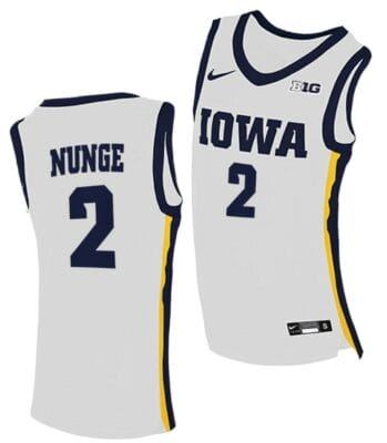 Jack Nunge Jersey Iowa Hawkeyes College Basketball White #2 8 Jack Nunge Jersey Iowa Hawkeyes College Basketball White #2