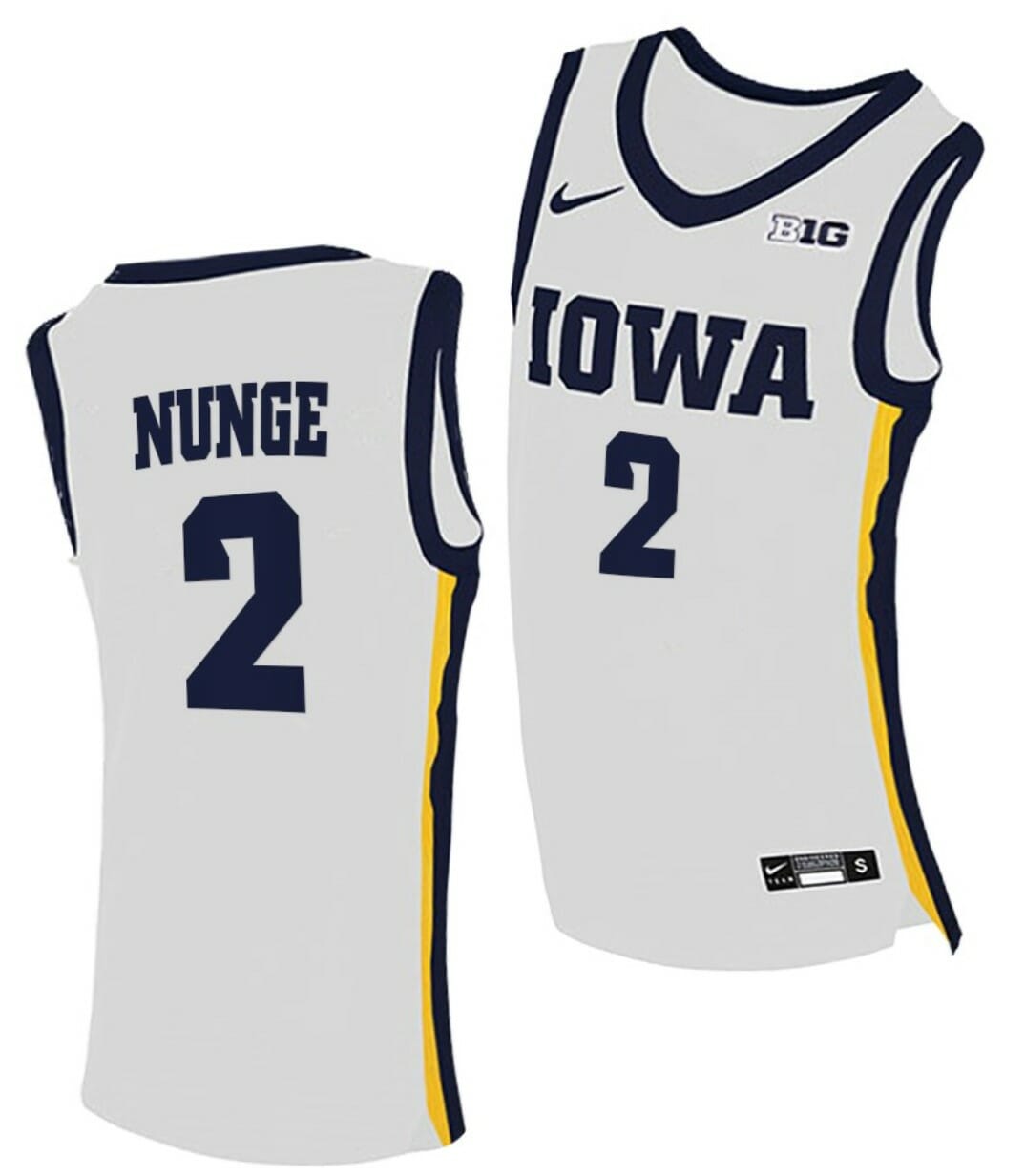 Jack Nunge Jersey Iowa Hawkeyes College Basketball White #2 1 Jack Nunge Jersey Iowa Hawkeyes College Basketball White #2