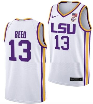 Jalen Reed Jersey LSU Tigers College Basketball Limited White #13