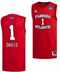 Johnell Davis Jersey FAU Owls College Basketball 2023 NCAA March Madness Red #1