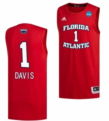 Johnell Davis Jersey FAU Owls College Basketball 2023 NCAA March Madness Red #1 6 Johnell Davis Jersey FAU Owls College Basketball 2023 NCAA March Madness Red #1