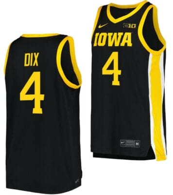 Josh Dix Jersey Iowa Hawkeyes College Basketball Black #4 8 Josh Dix Jersey Iowa Hawkeyes College Basketball Black #4