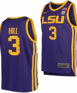 Justice Hill Jersey LSU Tigers College Basketball Purple #3