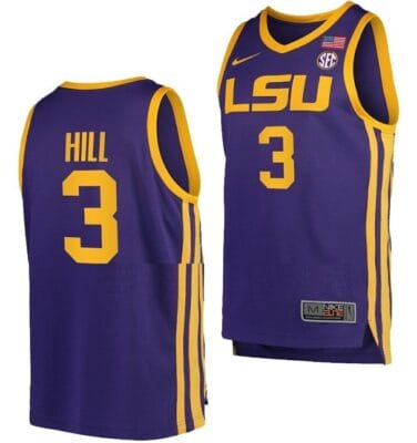 Justice Hill Jersey LSU Tigers College Basketball Purple #3
