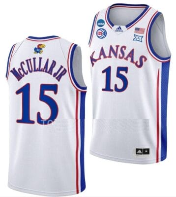 Kevin McCullar Jersey Kansas Jayhawks College Basketball 2023 NCAA March Madness White #15 6 Kevin McCullar Jersey Kansas Jayhawks College Basketball 2023 NCAA March Madness White #15
