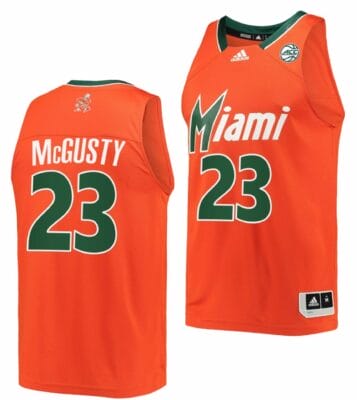 Kameron McGusty Jersey Miami Hurricanes College Basketball Reverse Retro Orange #23