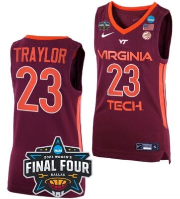 Kayana Traylor Jersey Virginia Tech Hokies College Basketball 2023 NCAA Final Four Maroon #23 6 Kayana Traylor Jersey Virginia Tech Hokies College Basketball 2023 NCAA Final Four Maroon #23