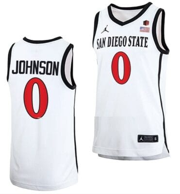 Keshad Johnson Jersey San Diego State Aztecs College Basketball Home White #0