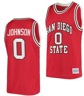 Keshad Johnson Jersey San Diego State Aztecs College Basketball Red Retro #0