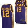 KJ Williams Jersey LSU Tigers College Basketball Purple #12