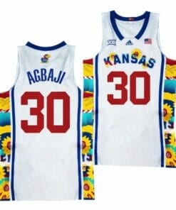 Kansas Jayhawks #30 Ochai Agbaji Jersey 2022 Sunflower Showdown White Basketball Jerseys