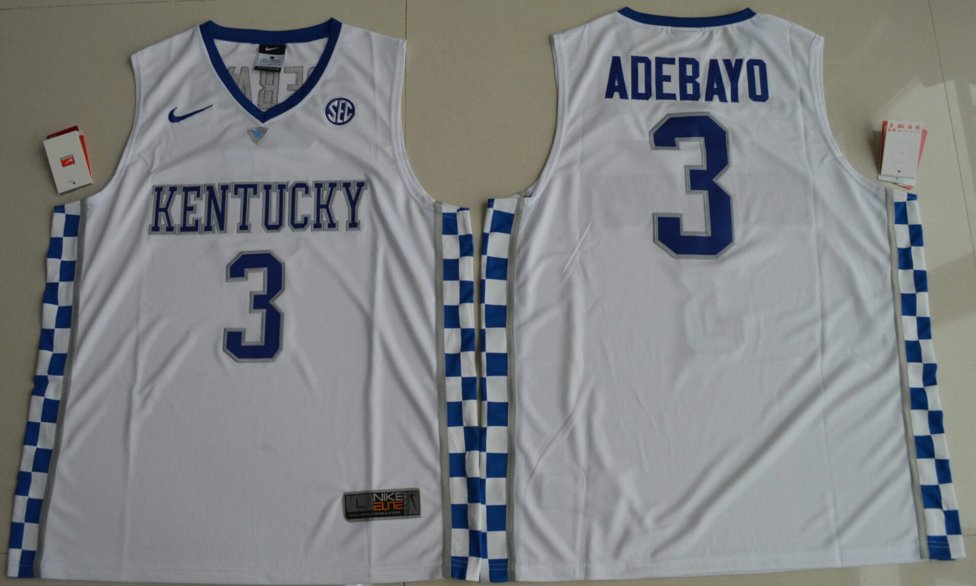 Kentucky Wildcats #3 Edrice Adebayo NCAA Basketball Jersey White 1 Kentucky Wildcats #3 Edrice Adebayo NCAA Basketball Jersey White