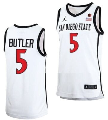 Lamont Butler Jersey San Diego State Aztecs College Basketball Home White #5 8 Lamont Butler Jersey San Diego State Aztecs College Basketball Home White #5