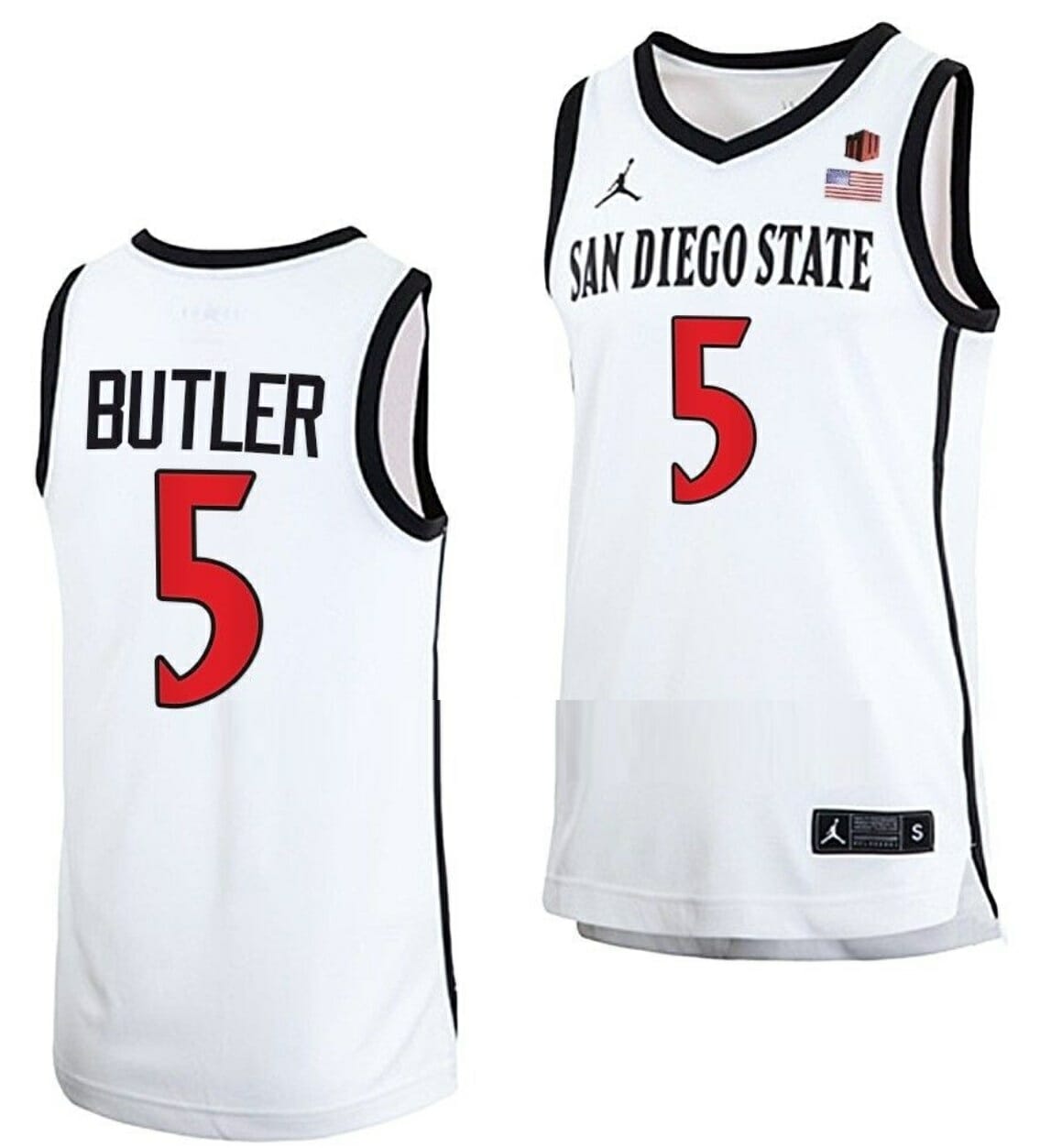 Lamont Butler Jersey San Diego State Aztecs College Basketball Home White #5 1 Lamont Butler Jersey San Diego State Aztecs College Basketball Home White #5