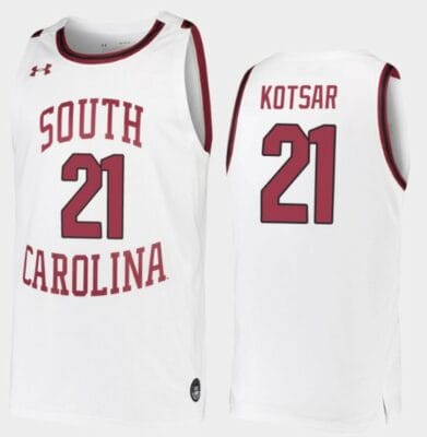 Maik Kotsar Jersey South Carolina Gamecocks College Basketball White Replica #21