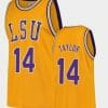 Marlon Taylor Jersey LSU Tigers College Basketball Gold Replica #14
