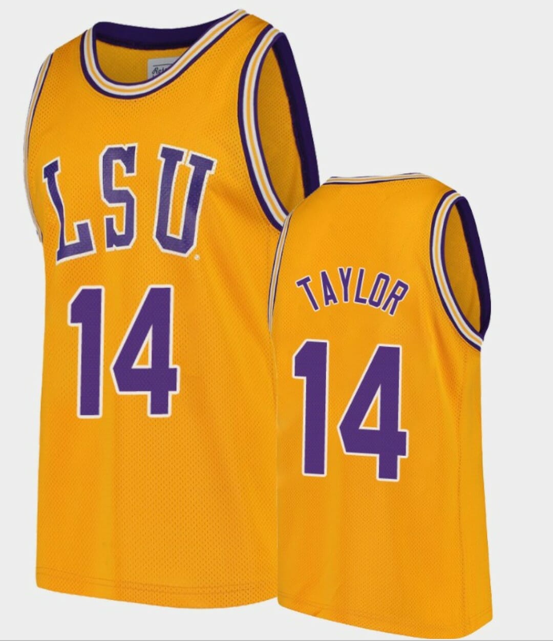 Marlon Taylor Jersey LSU Tigers College Basketball Gold Replica #14 1 Marlon Taylor Jersey LSU Tigers College Basketball Gold Replica #14