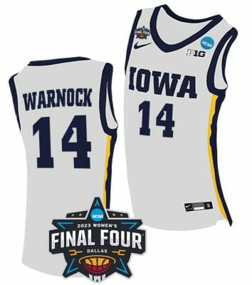 McKenna Warnock Jersey Iowa Hawkeyes College Basketball 2023 NCAA Final Four White #14