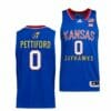 Men's #0 Bobby Pettiford Jr Jersey Kansas Jayhawks College Basketball Jerseys Royal Throwback