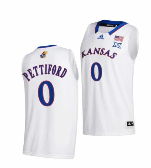 Men's #0 Bobby Pettiford Jr Jersey Kansas Jayhawks College Basketball Jerseys White 2022