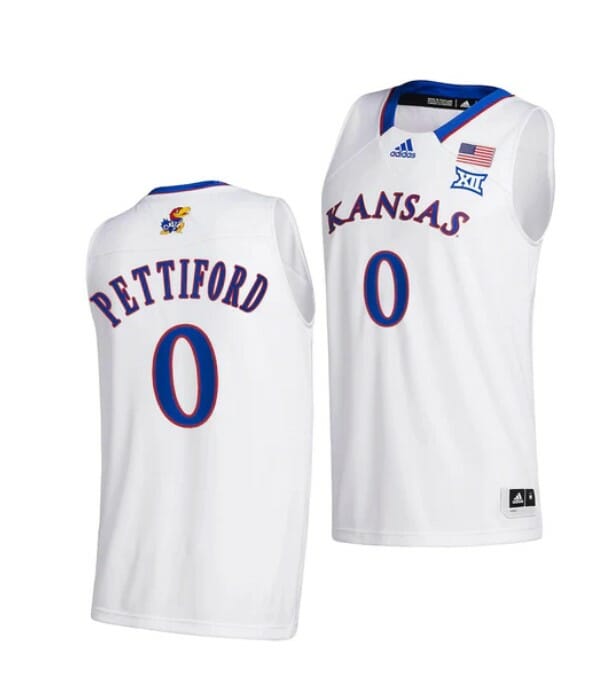 Men's #0 Bobby Pettiford Jr Jersey Kansas Jayhawks College Basketball Jerseys White 2022 6 Men's #0 Bobby Pettiford Jr Jersey Kansas Jayhawks College Basketball Jerseys White 2022