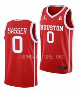 Men's #0 Marcus Sasser Jersey Houston Cougars College Basketball Jerseys Scarlet