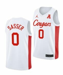 Men's #0 Marcus Sasser Jersey Houston Cougars College Basketball Jerseys White
