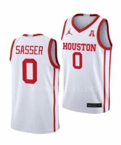 Men's #0 Marcus Sasser Jersey Houston Cougars College Basketball Jerseys White Home