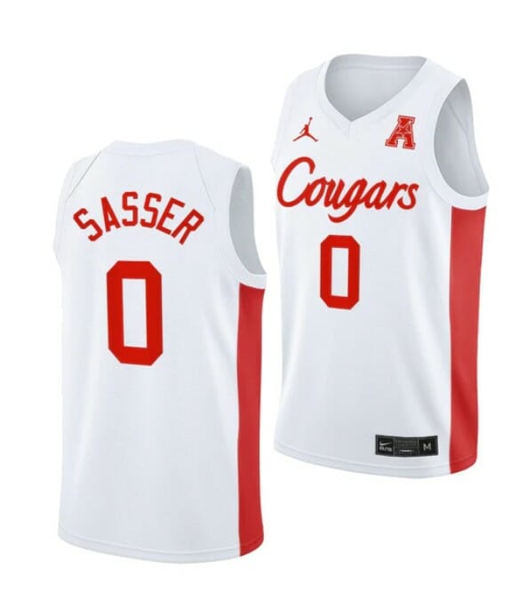 Men's #0 Marcus Sasser Jersey Houston Cougars College Basketball Jerseys White 6 Men's #0 Marcus Sasser Jersey Houston Cougars College Basketball Jerseys White