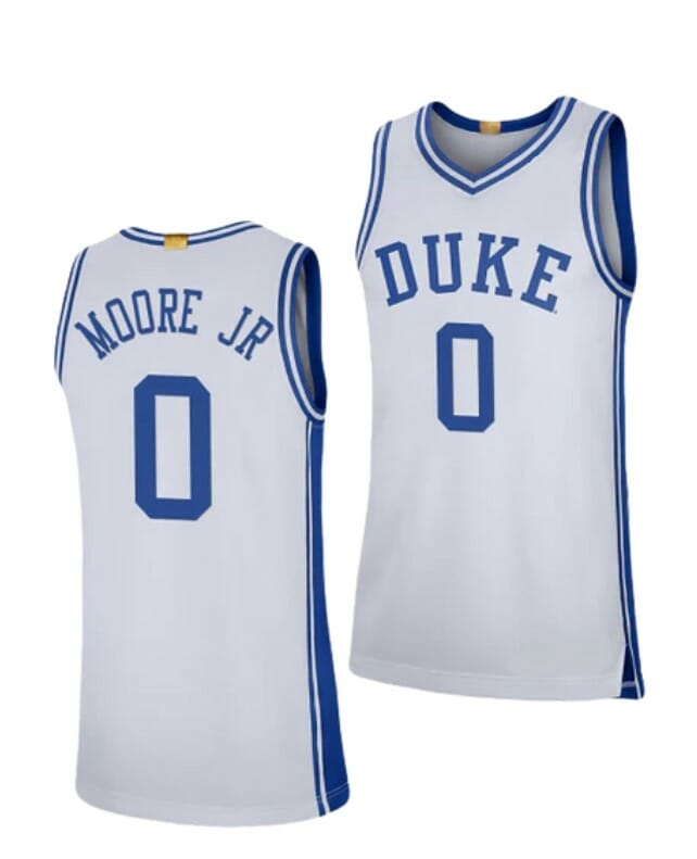 Men's #0 Wendell Moore Jr Jersey Duke Blue Devils College Basketball Jerseys White 1 Men's #0 Wendell Moore Jr Jersey Duke Blue Devils College Basketball Jerseys White