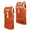 Men's #1 Dylan Disu Jersey Texas Longhorns College Basketball Jerseys Orange